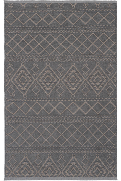 Cool Halı Marcos Antrasit Bej Etnik Desenli Dokuma Makinede Yıkanabilir Kaydı...