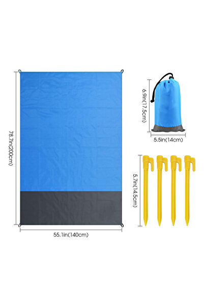 Choice حصيرة تخييم زرقاء قابلة للطي ومقاومة للماء، مقاس 140 × 200 سم، خفيفة ا...