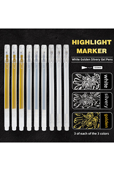 Choice Mixed Color SHANDS 9pcs White Highlighter Gel Pen,Sketching Marker Gel...