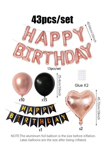 Choice Other Gold Rose 42~45pcs/Set 16" Rose Gold/Blue/Pink "Happy Birthday" ...