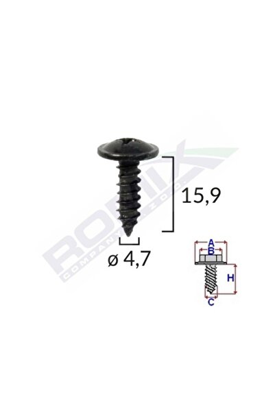 ROMİX Fixing Screw Alfa Romeo Fiat Bmw 47X159Mm - Black Set of 10Pcs