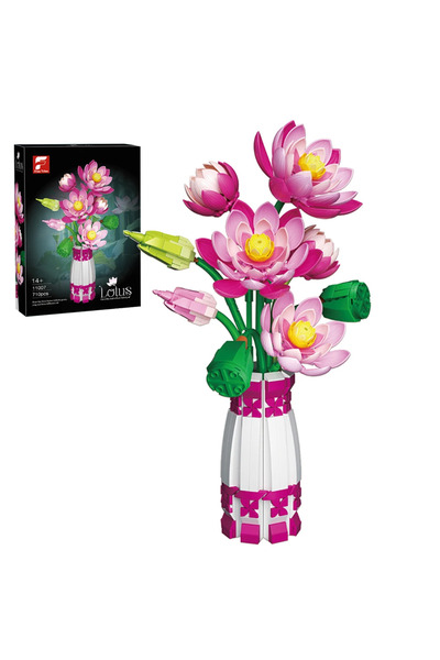 Choice With Box 710PCS Lotus Flower with Vase Building Blocks Creative Bouque...