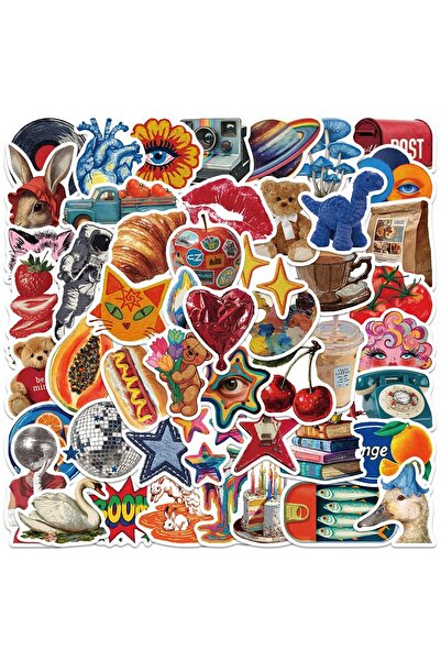Choice 50 قطعة من ملصقات كرتونية عتيقة الطراز من عام 2000، مناسبة لتزيين الدف...