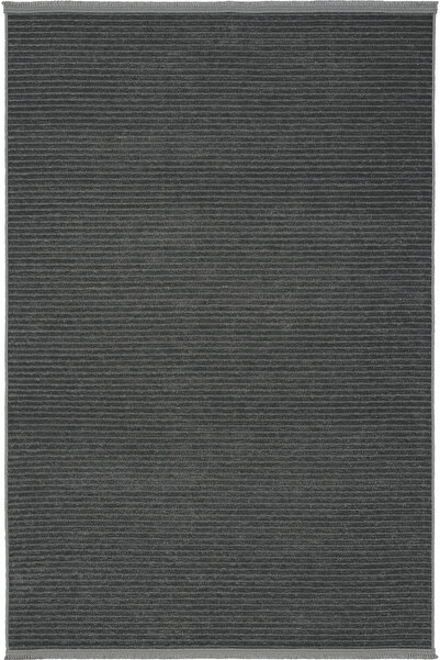 Cool Halı Marcos Antrasit Gri Düz Renk Çizgili Makinede Yıkanabilir İnce Yazl...