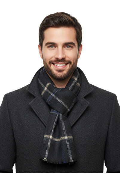 Oppland Men's Winter Scarf Striped Cotton Knitted Tasseled Soft Textured Styl...