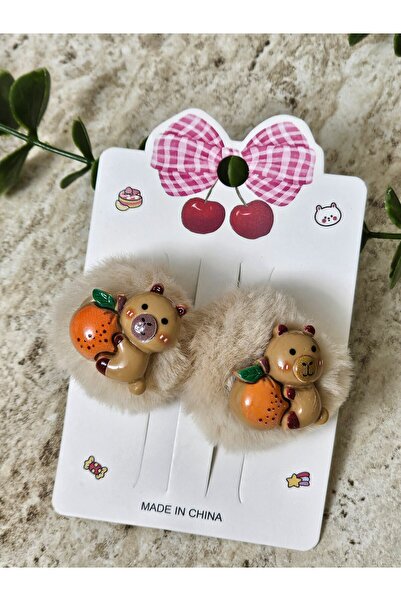 Handmade İkili Capybara Peluş Lastik Toka