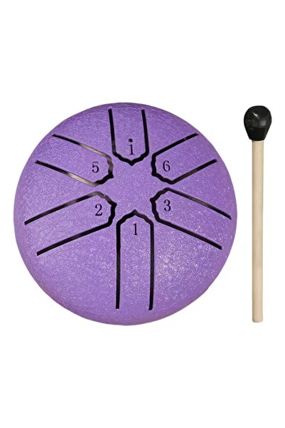 Choice Purple 3-inch 6-tone Steel Tongue Drum Mini Hand Drum Meditation Rain ...
