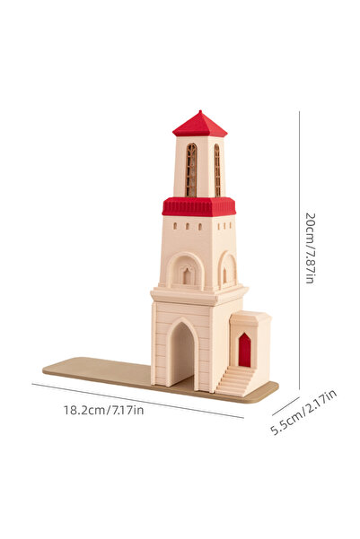 Choice حامل كتب عتيق على شكل قلعة، حامل كتب مزخرف للمكتب المنزلي، ملحق مكتبي.