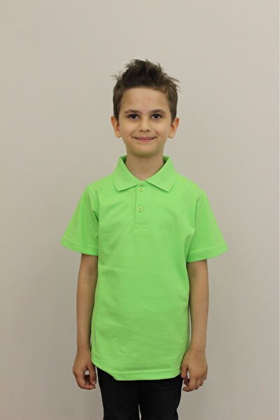 Arseno Παιδικό 100% βαμβακερό μονόχρωμο μπλουζάκι πόλο με κοντό μανίκι Neon G...