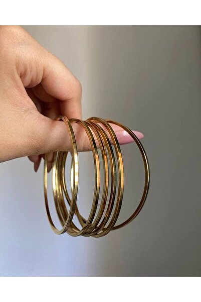 Tasarım Ajda Bilezik Çelik üzerine 14 Ayar Kaplama Kararmaz Solmaz 65mm 1 Ade...
