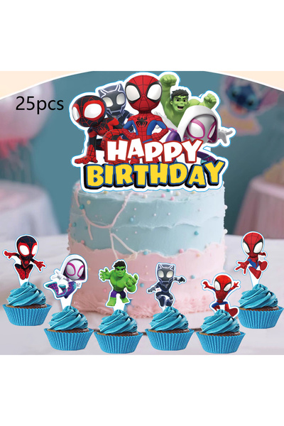 Miniso 25pcs 25pcs Spidey And His Amazing Friends Cake Topper、Cupcake Toppers...