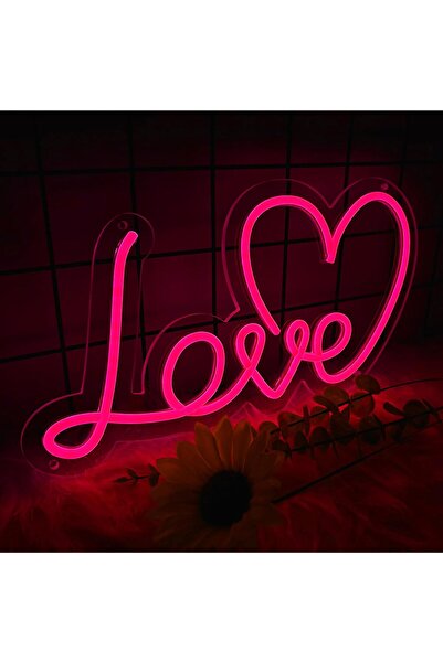 Slasa لافتة نيون "حب" مقاس 20×38 سم، مزودة بإضاءة LED قابلة للتعتيم، لتزيين ح...