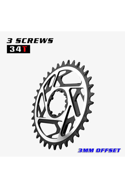 Choice ترس دراجة جبلية من سبائك الألومنيوم 7075، 34 سنًا، 3 مسامير، إزاحة 3 م...