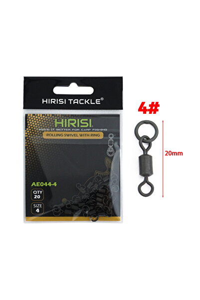 HIRISI مقاس 4، 20 قطعة، حلقات دوارة صلبة سريعة التغيير لصيد الأسماك، مزودة بم...