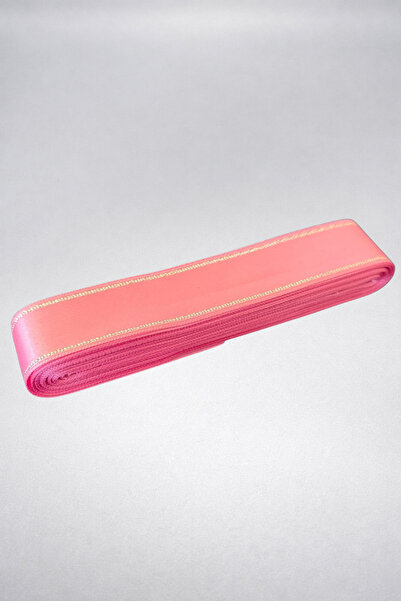 Ak Tuhafiye Pink-Silver Glitter Satin Ribbon 3 cm 10 Meters Decoration, Rose ...