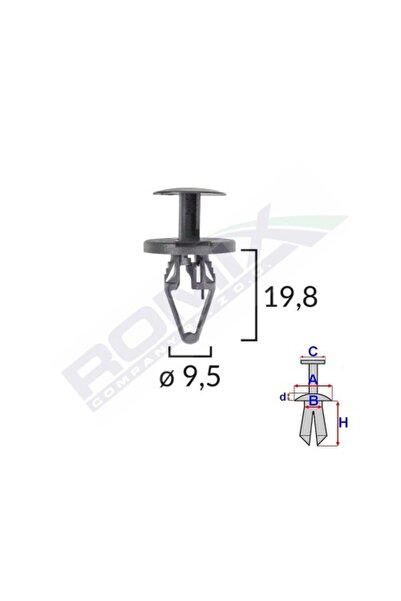 ROMİX Κλιπ στερέωσης στοιχείων τροχού για Opel 95X198Mm μαύρο σετ 5 τεμαχίων
