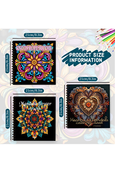 Choice 3pcs 3 pcs Women Coloring Book Set, Mandala Patterns, Symmetrical Desi...