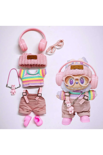 Choice طقم ملابس قوس قزح بدون دمية، 7 قطع، مناسب لملابس لابوبو، يتضمن: بذلة و...