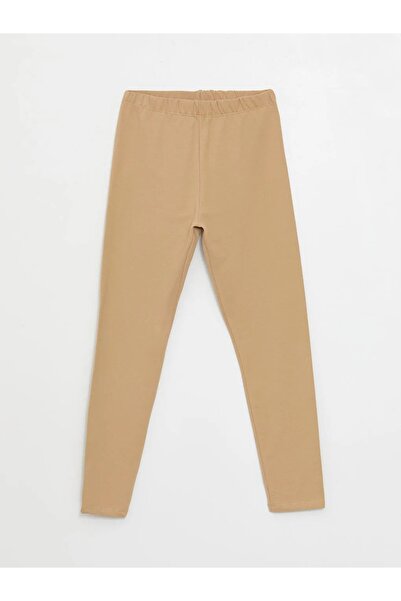 LC Waikiki LCW Kids Bej Beli Lastikli Basic Kız Çocuk Uzun Tayt