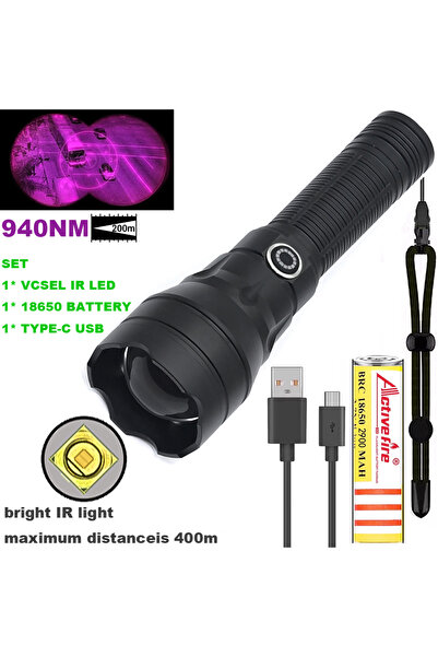 Choice بطارية ليثيوم 18650، مجموعة ZOOM سوداء 940 نانومتر، ليزر 30 واط، إضاءة...