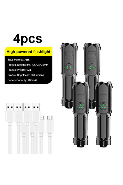 Choice مصباح يدوي للتخييم LED أسود اللون، 14500 ZOOM، 4 قطع، عالي الطاقة، قاب...