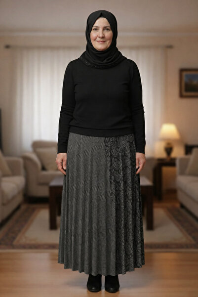 ARG Pileli Ekose Kaşe Anne Eteği