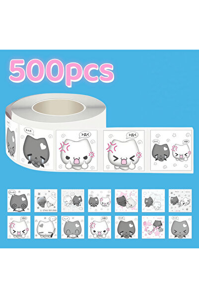 Choice لفافة ملصقات قطط موسيقية كاواي صفراء اللون (500 قطعة)، ملصقات قطط كرتو...