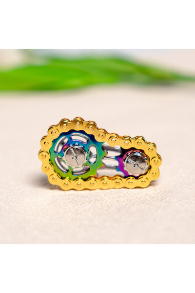 Choice لعبة دوارة للأصابع على شكل سلسلة دراجة ذهبية متقزحة الألوان، لعبة صامت...