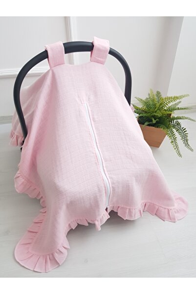 artıbebe Müslin Puset Örtüsü Fırfırlı %100 Pamuk, Ana Kucağı, Bebek Arabası