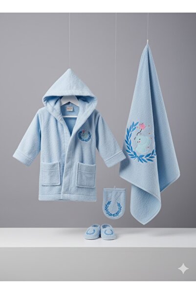 Csp Cassiope 4-Piece Bathrobe Baby Bath Set with Small Animal Figures