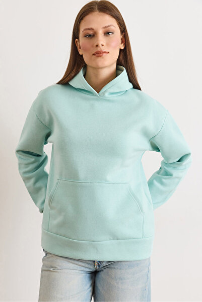 Olalook Дамска блуза с качулка, джобове тип кенгуру и свободна кройка в цвят ...