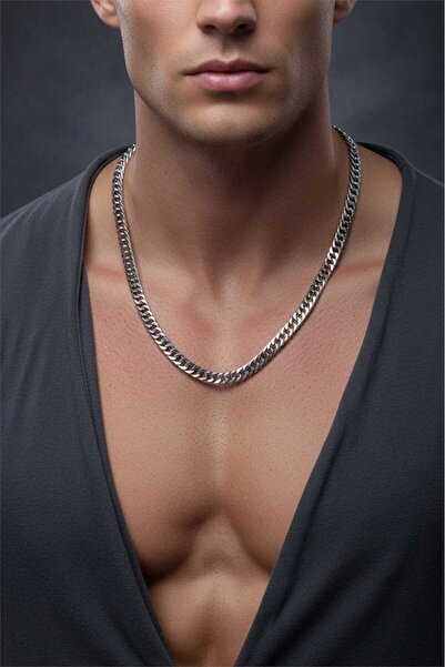 NKIE JEWELS قلادة سلسلة مسطحة سميكة ذات تباعدات متقطعة للجنسين - 240