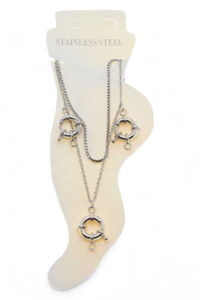 NKIE JEWELS Silver Color Elevator Sf 3 Rudder Steel Anklet - 3485