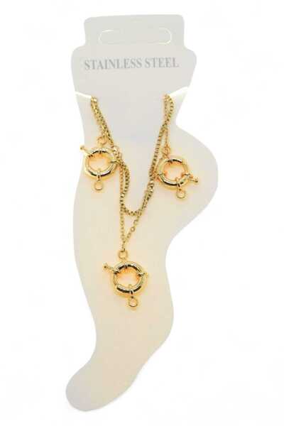 NKIE JEWELS Gold Color Elevator Sf 3 Rudder Steel Anklet - 3486