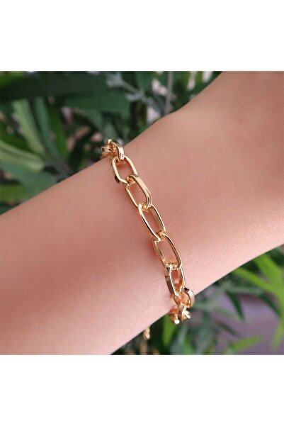 Tuncel Store سوار من الفولاذ البيضاوي مستطيل الشكل باللون الذهبي للجنسين - 3356