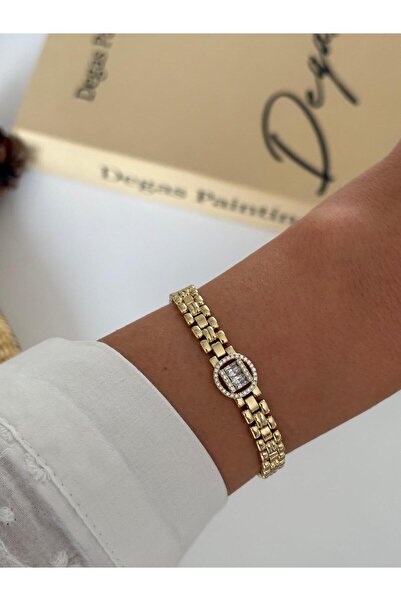 XUPING JEWELRY Special Series Middle Baguette Stone Xp Cord Gold Bracelet