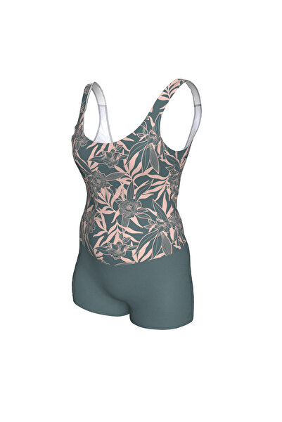 Decathlon Women's U-Cut Back Detailed Shorts Swimsuit - Khaki - Dova