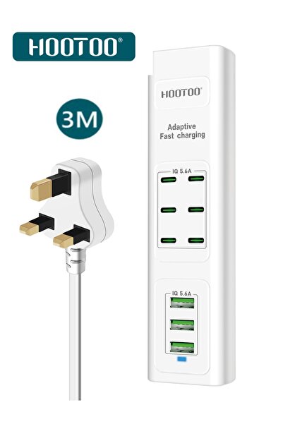HooToo A versatile charging platform with nine ports (6 Type-C chargers & 3 U...