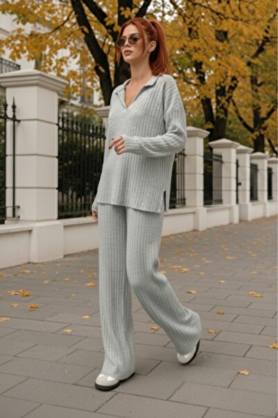 eyyebelle Women's Polo Neck Interlock Double Suit