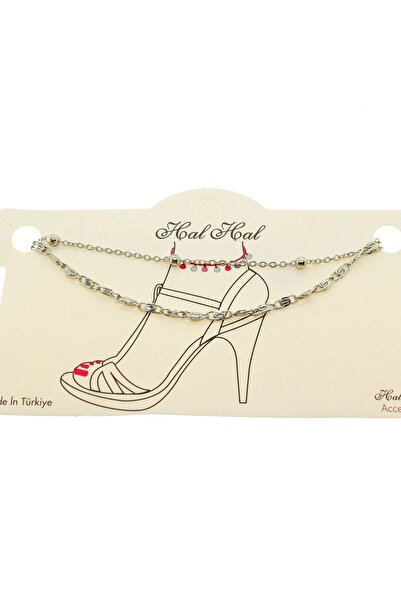 NKIE JEWELS Silver Color Ball And Espancer Chain Anklet - 1898