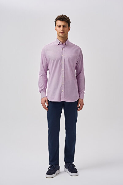 Bisse قميص ستوديو رجالي بدون جيوب ذو قصة عادية باللون الأرجواني