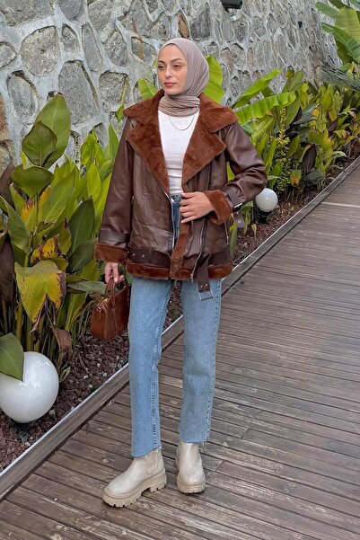 lamelif Suede Buttoned Coat Bitter Brown