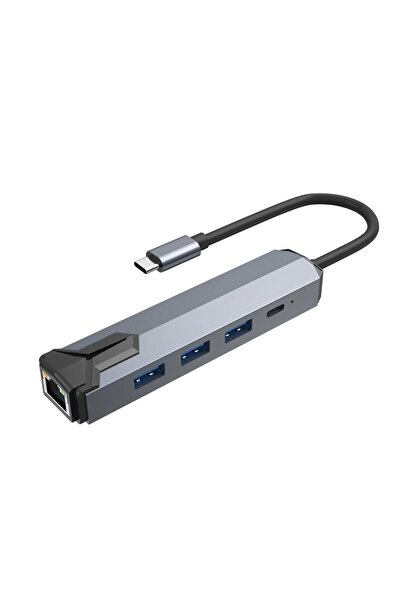 Coverzone USB-C to Gigabit Ethernet Adaptör 3 Port USB 3.0 Hub PD Şarj Destekli 1000 Mbps | ZR1158
