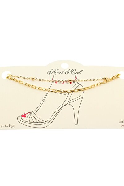 Tuncel Store خلخال على شكل كرة ذهبية اللون وسلسلة مكعبة - 1907