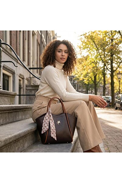 Nas Bag Дамска чанта за ръка и рамо, кафяво-кафява, Victoria