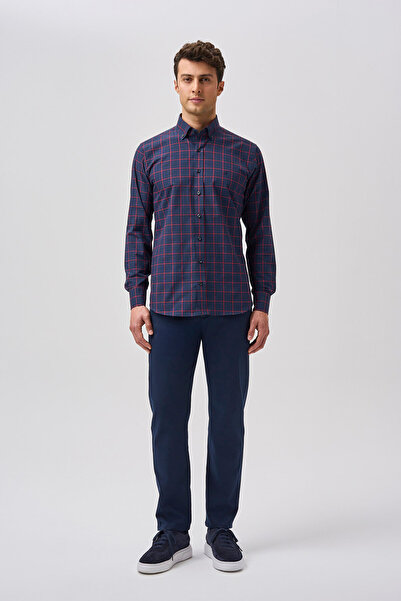 Bisse Studio Men's Pocketless Regular Fit Shirt Red