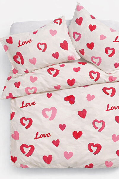İQON Double Duvet Cover Set Amore Red Setçi̇ft