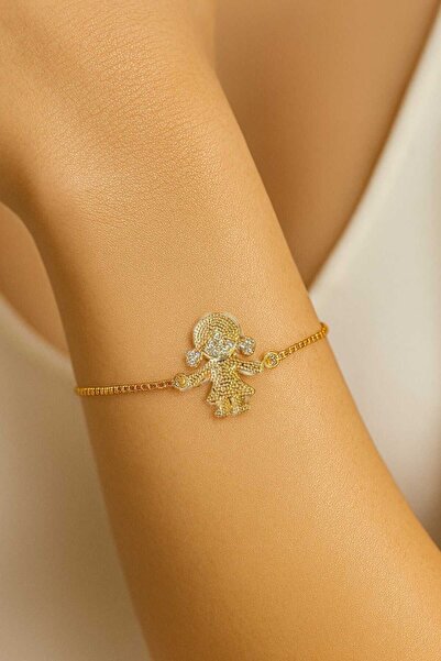 NKIE JEWELS سوار فولاذي ذهبي اللون للفتيات - 3602