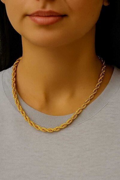 NKIE JEWELS قلادة ملتوية ذهبية اللون 45 سم. قلادة ستيل للجنسين - 3353