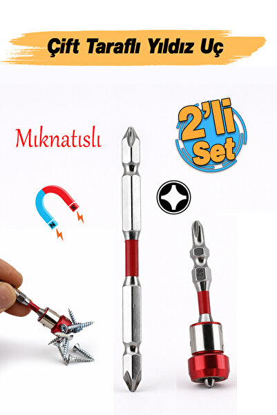 Badem10 N35 Mıknatıslı Çift Taraflı Yıldız Bits Uç Manyetik Halkalı S2 Çelik ...